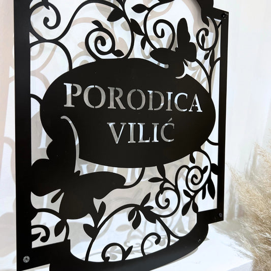 Metalni natpis za adresu crna boja