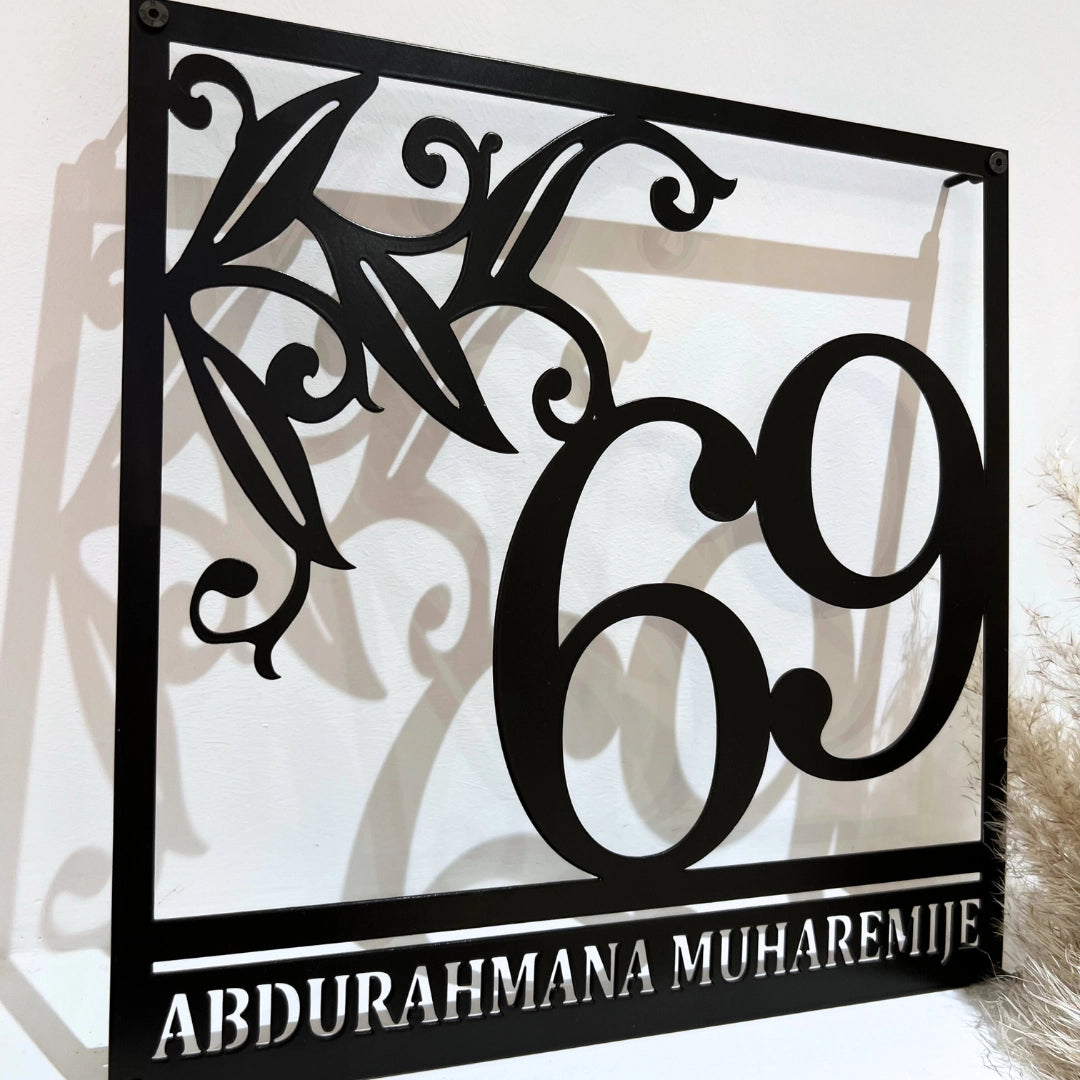 Metalni natpis za adresu kovani element crna