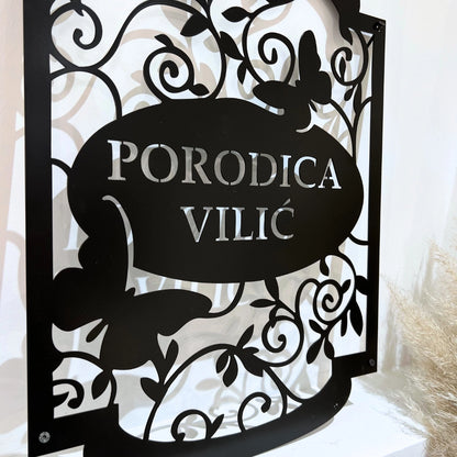 Metalni natpis za adresu crna boja