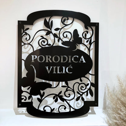 Metalni natpis za adresu crna boja