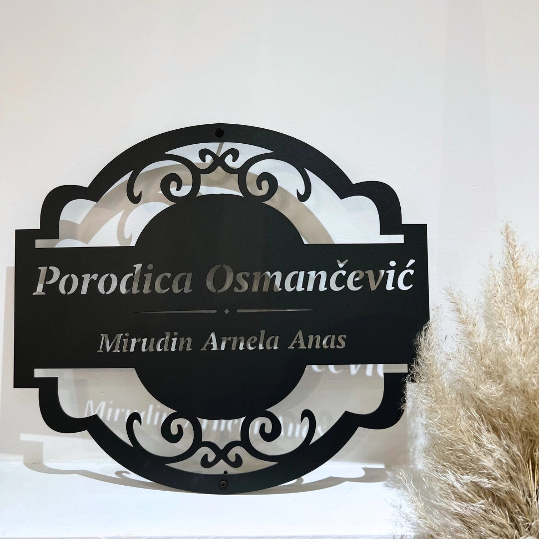 Metalni natpis za adresu crna boja